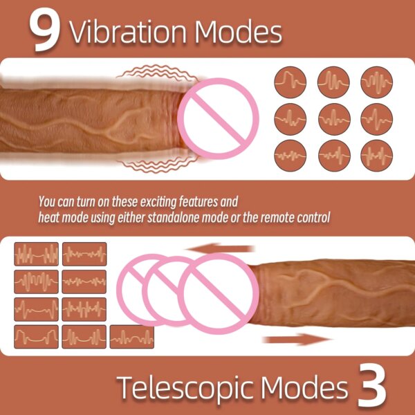 Vibromasseur gode réaliste pour femme, grosse bite chauffante, pénis, pénétration anale, vibromasseur télescopique, stimulateur de vagin féminin, jouets sexuels – Image 3