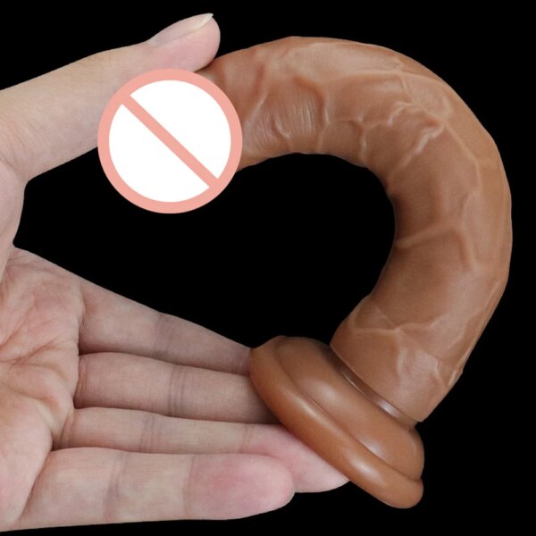 Gode en silicone double couche réaliste pour femmes et hommes, faux pénis long, plug anal, jouets sexuels pour adultes, vagin, outils de massage anal, 5 Tan – Image 6