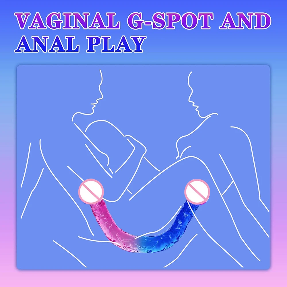 Gode Réaliste à Double Extrémité, Flexible, Éducatif, Long Dong pour Jeu Anal Double Face, ÉthiLiban ateur de Point G, Jouets Sexuels pour Couple de Femmes