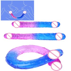 Gode Réaliste à Double Extrémité, Flexible, Éducatif, Long Dong pour Jeu Anal Double Face, ÉthiLiban ateur de Point G, Jouets Sexuels pour Couple de Femmes