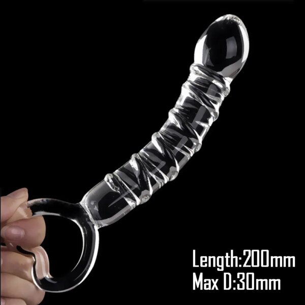 Gode en verre Pyrex pour femme, faux pénis, perles anales en cristal, plug anal, masseur de prostate, point G, jouets de masturbation, 195x33mm – Image 4