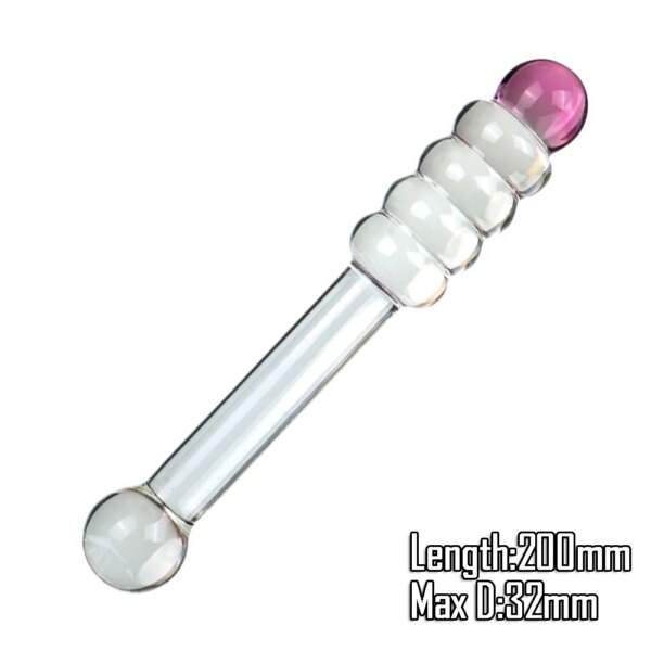 Gode en verre Pyrex pour femme, faux pénis, perles anales en cristal, plug anal, masseur de prostate, point G, jouets de masturbation, 195x33mm – Image 5