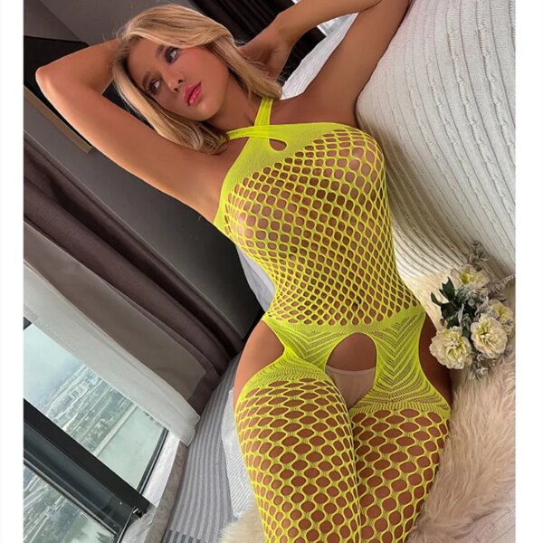Collant en résille pour femmes, lingerie sexy, entrejambe ouvert, en maille, costume de batterie, 7.0