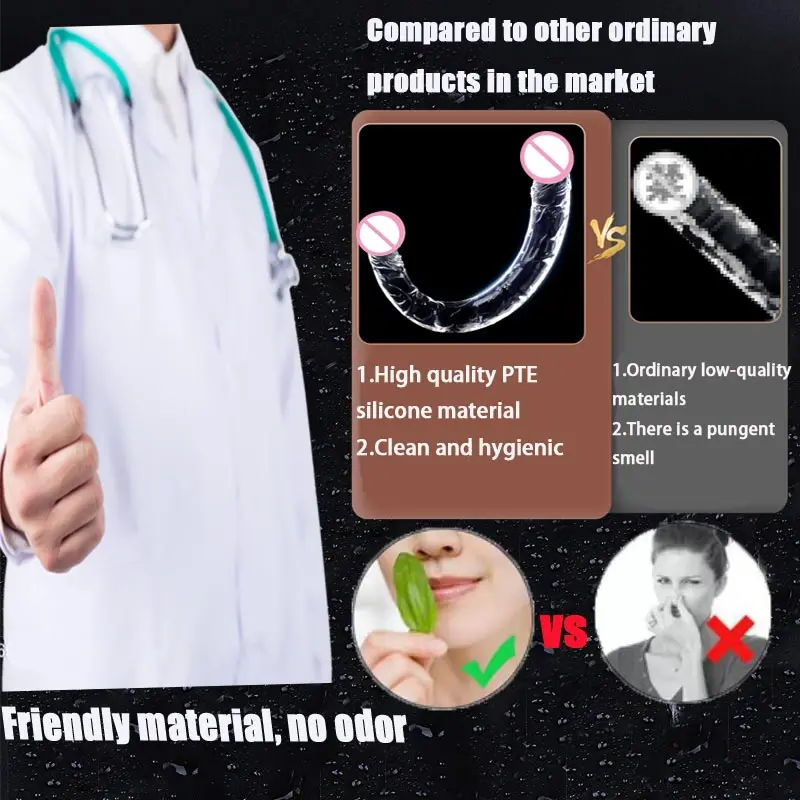 Godemiché Long à Double Tête et Gros Pénis pour Adulte, Plug Anal Éducatif, Jouet pour Femme, Lesbienne, 18