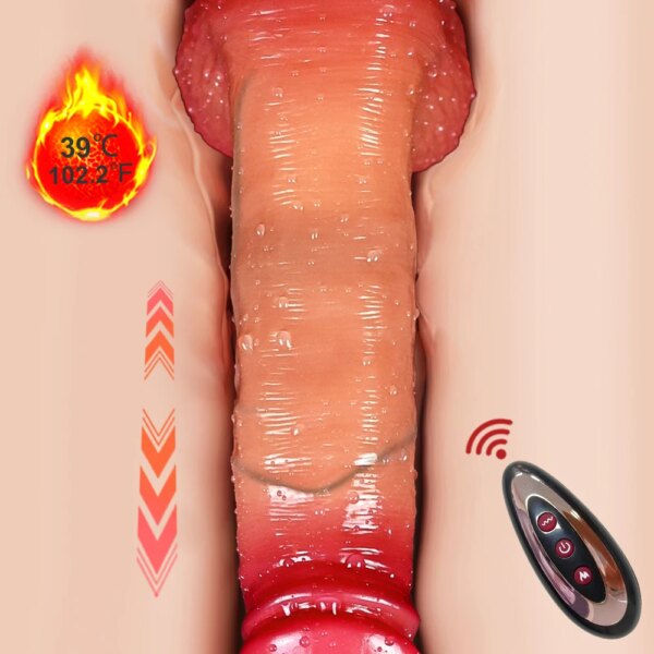 Vibromasseur télescopique pour femme, gros pénis, gode réaliste, prise anale avec poussée chauffante, jouets sexuels pour adultes, UNIS isseur féminin