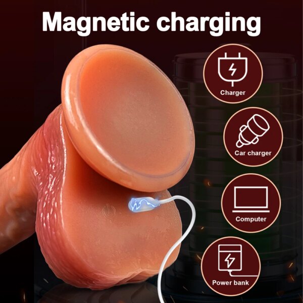Vibromasseur télescopique pour femme, gros pénis, gode réaliste, prise anale avec poussée chauffante, jouets sexuels pour adultes, UNIS isseur féminin – Image 6