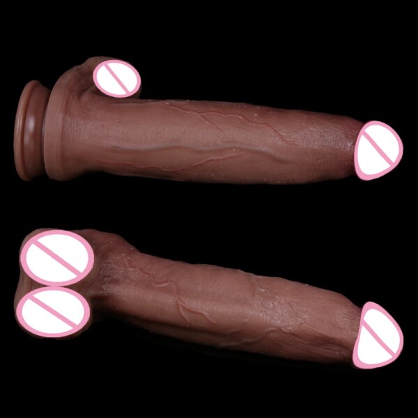 Le plus grand gode réaliste de pénis de silicone pour des femmes, grosse longue bite, ventouse de bain, prise anale, mastelljaune, vagin, magasin de jouets sexuels – Image 4