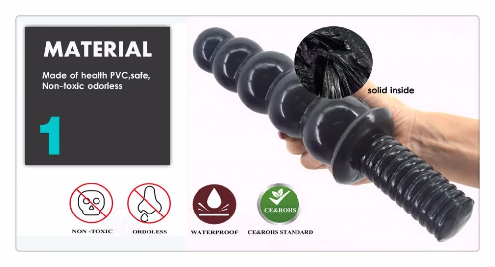 FAAK-Jouets Sexuels Anaux, Gros Gode avec Perles, Poignée à Vis, Énorme Pénis de 2.36 Pouces d'Épaisseur et 11.2 Pouces de Long