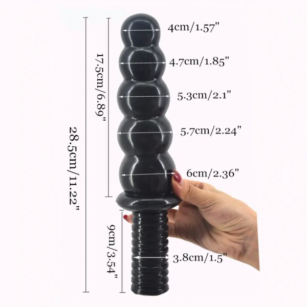 FAAK-Jouets Sexuels Anaux, Gros Gode avec Perles, Poignée à Vis, Énorme Pénis de 2.36 Pouces d'Épaisseur et 11.2 Pouces de Long – Image 3