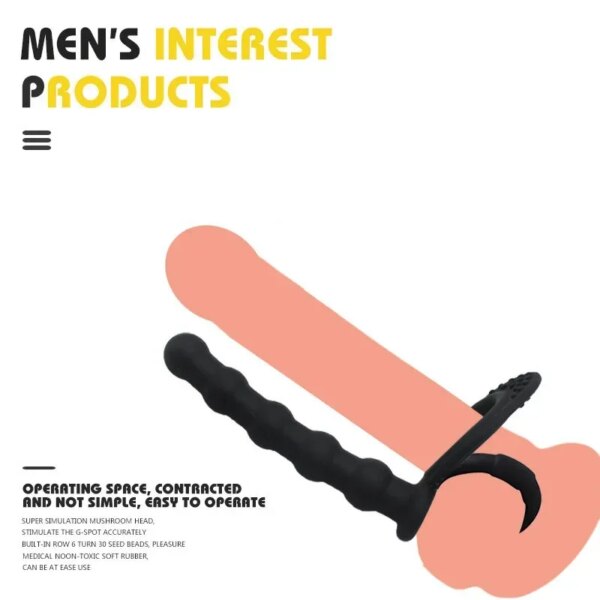 Plug anal en silicone double pénétration pour couples, gode, vibromasseur de pénis, jouets sexuels, stimulateur de vagin, mastjaune, plug anal, sex-shop – Image 4