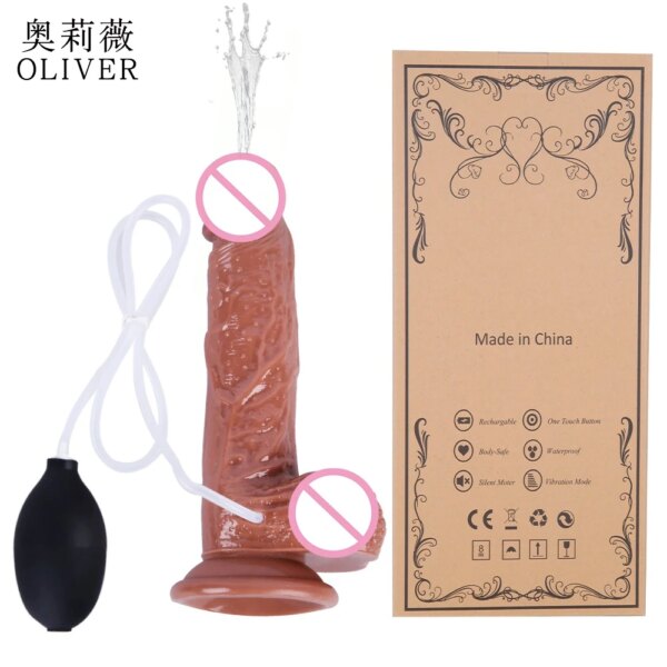 SLaura-Gode éjaculant pour femme, vaporisateur d'eau injuste, silicone avec ventouse, pénis, point G, vagin, jouets sexuels pour adultes, grosse bite