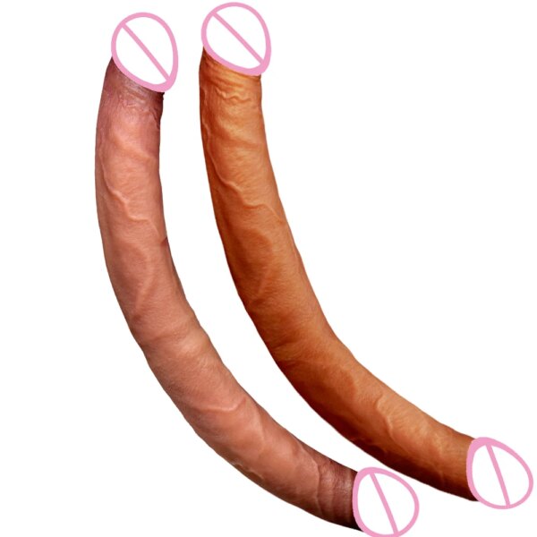 Gode long réaliste à double extrémité pour femme, pénis flexible, mastyljaune, jouets sexuels pour lesbiennes, 40cm de chair – Image 6