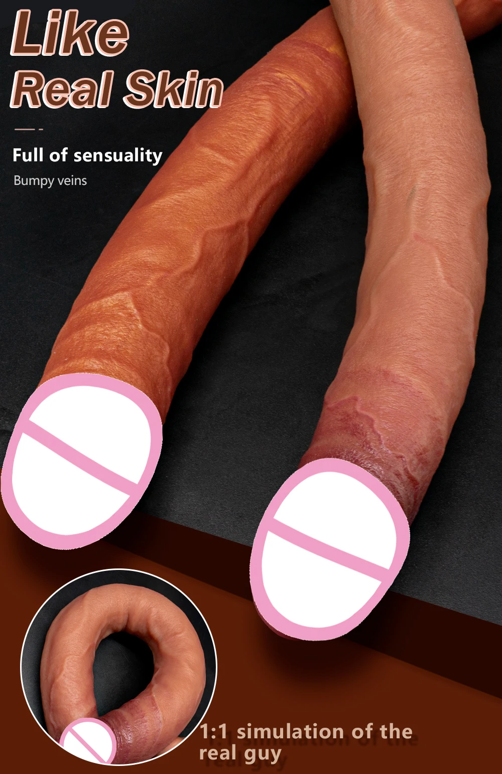 Gode long réaliste à double extrémité pour femme, pénis flexible, mastyljaune, jouets sexuels pour lesbiennes, 40cm de chair