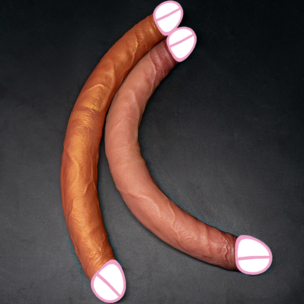 Gode long réaliste à double extrémité pour femme, pénis flexible, mastyljaune, jouets sexuels pour lesbiennes, 40cm de chair
