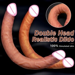 Gode long réaliste à double extrémité pour femme, pénis flexible, mastyljaune, jouets sexuels pour lesbiennes, 40cm de chair