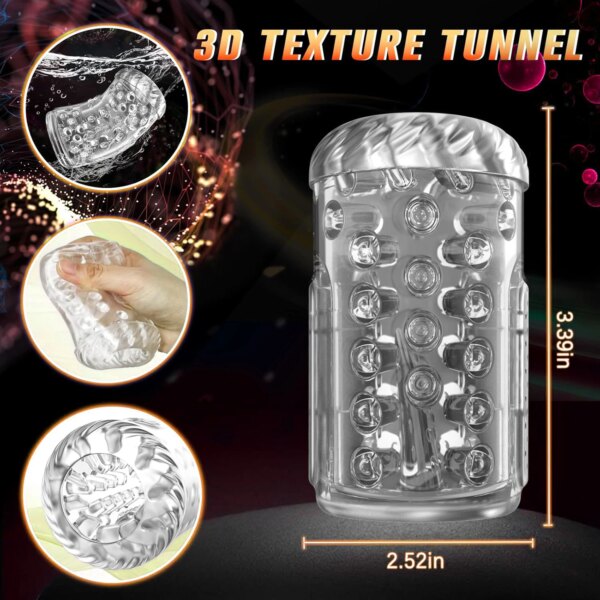 Vibromasseur automatique 3 en 1 pour hommes, vibromasseur rotatif, poussant et léchant, entraîneur de pénis masculin, jouets sexuels pour adultes, texturé en 3D – Image 6