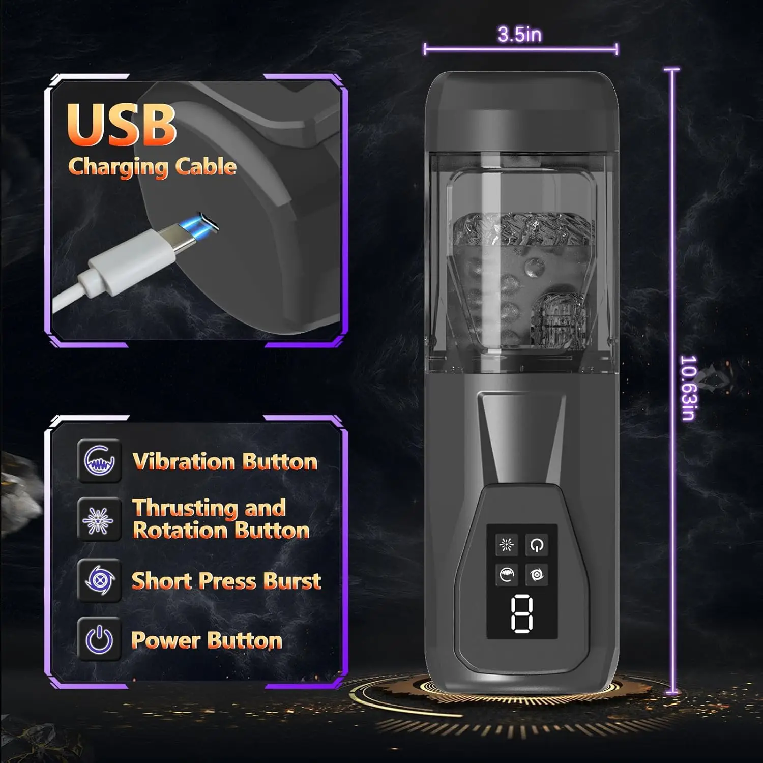 Vibromasseur automatique 3 en 1 pour hommes, vibromasseur rotatif, poussant et léchant, entraîneur de pénis masculin, jouets sexuels pour adultes, texturé en 3D