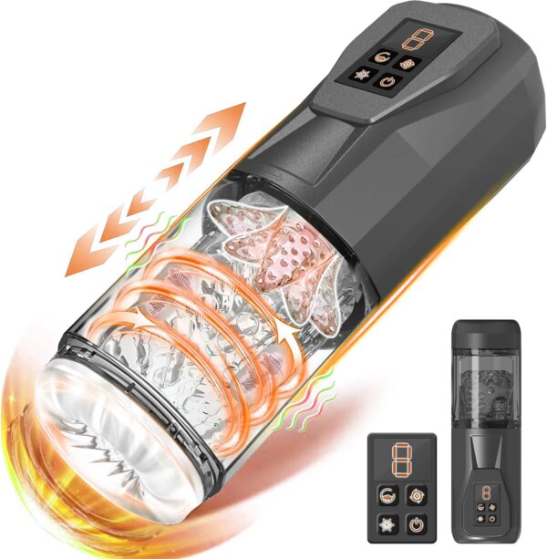 Vibromasseur automatique 3 en 1 pour hommes, vibromasseur rotatif, poussant et léchant, entraîneur de pénis masculin, jouets sexuels pour adultes, texturé en 3D