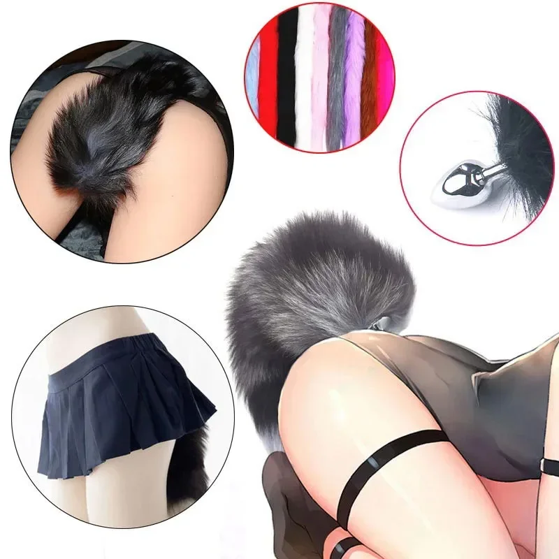 Plug anal queue de renard pour hommes et femmes, gode vaginal, vibrateur anal, masseur de prostate, mastjaune anal