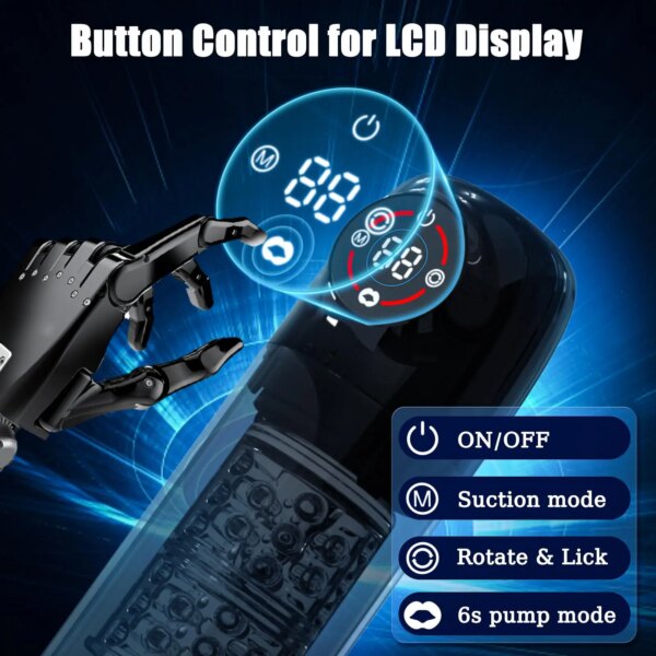 Pompe à pénis à rotation automatique LCD pour hommes, masturbateur masculin, succion, léchage, 6s, pompe à pénis sous vide, eau, SPA, vraie poche, chatte, jouets sexuels, 18, nouveau – Image 4