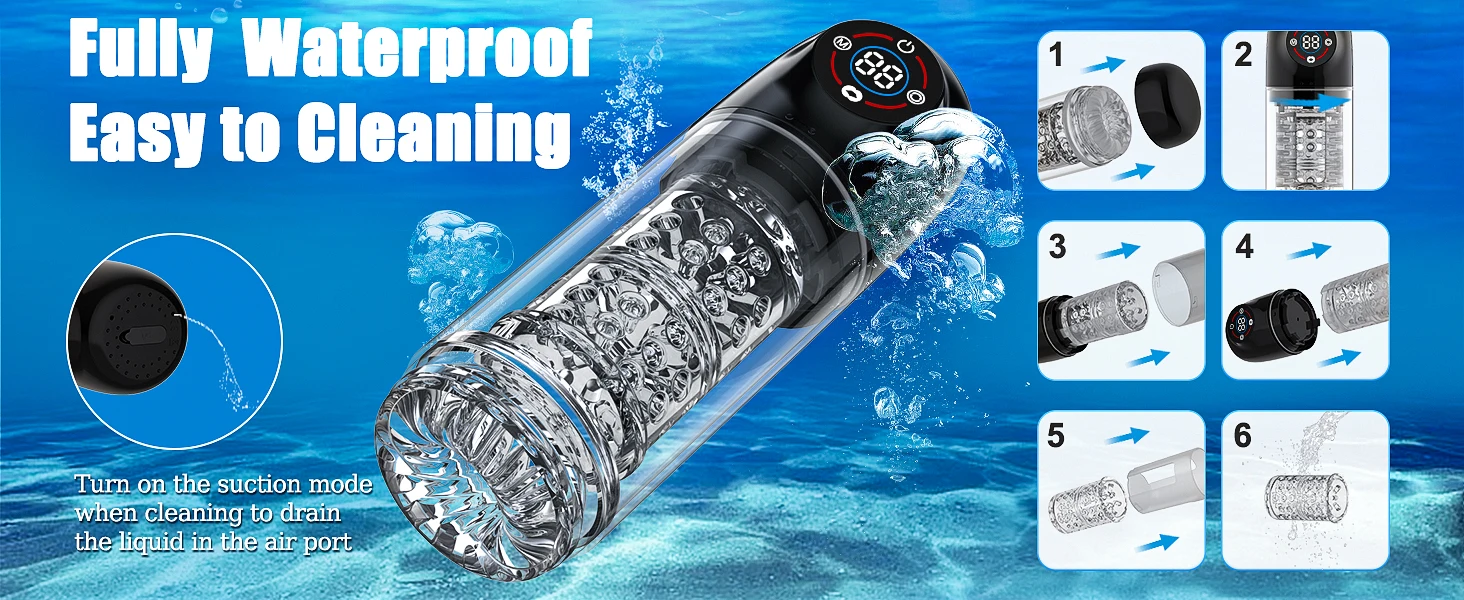 Pompe à pénis à rotation automatique LCD pour hommes, masturbateur masculin, succion, léchage, 6s, pompe à pénis sous vide, eau, SPA, vraie poche, chatte, jouets sexuels, 18, nouveau