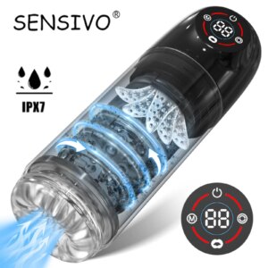 Pompe à pénis à rotation automatique LCD pour hommes, masturbateur masculin, succion, léchage, 6s, pompe à pénis sous vide, eau, SPA, vraie poche, chatte, jouets sexuels, 18, nouveau