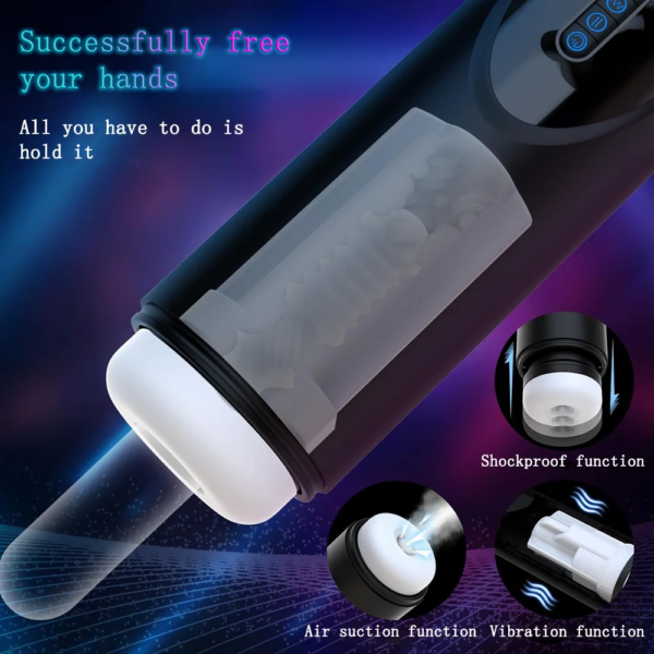 Vibration de mastyljaune pour hommes, ventouse de poussée, vrai sexe Chevvaginal, jouets sexuels de tasse, produits pour adultes, 3 en 1 – Image 3