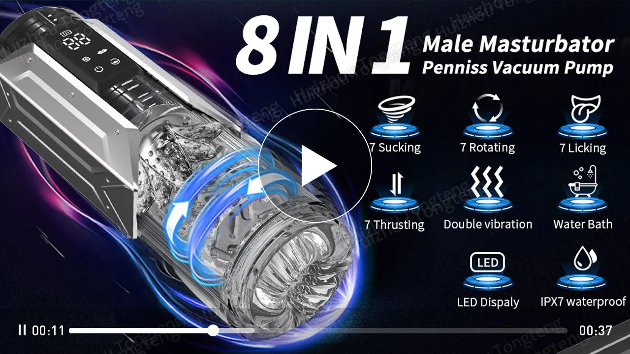 Tasse automatique de masturbateur masculin de LED, pipe de chatte de poche, jouets sexuels Stroker pour hommes, 7 modes de poussée de léchage rotatifs de succion, IPX7