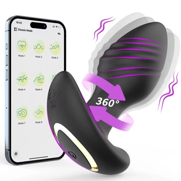 Vibromasseur anal en silicone avec télécommande, plugue rotatif, masseur de prostate, godemichet anal, dilatateur, jouets sexuels pour femmes et hommes, 360 – Image 4