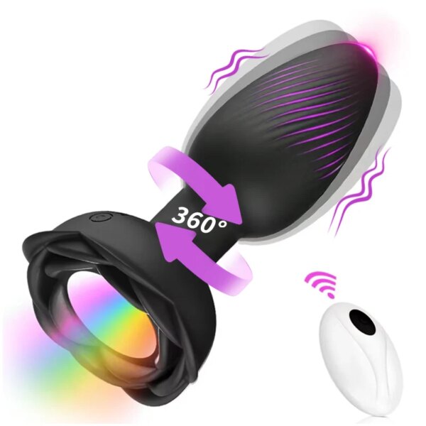 Vibromasseur anal en silicone avec télécommande, plugue rotatif, masseur de prostate, godemichet anal, dilatateur, jouets sexuels pour femmes et hommes, 360 – Image 6