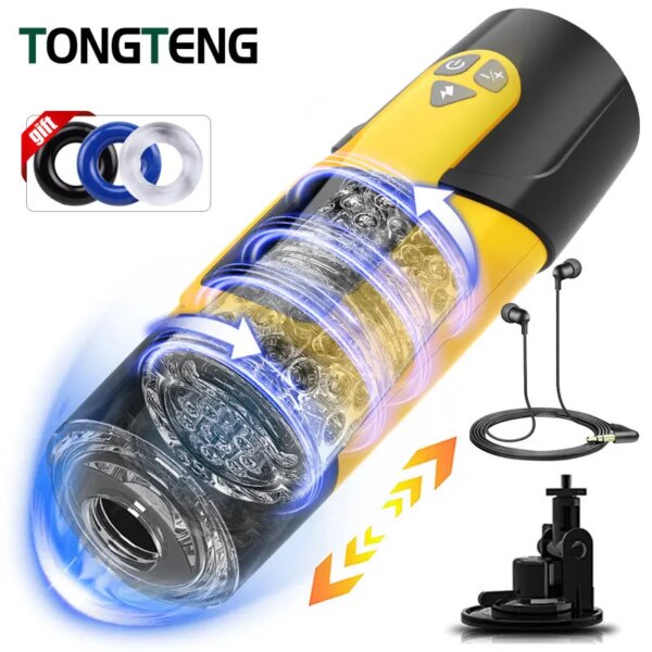 Masturbateur automatique à piston pour hommes, masturbateur à rotation télescopique, tasse de vagin, jouets sexuels pour adultes – Image 4