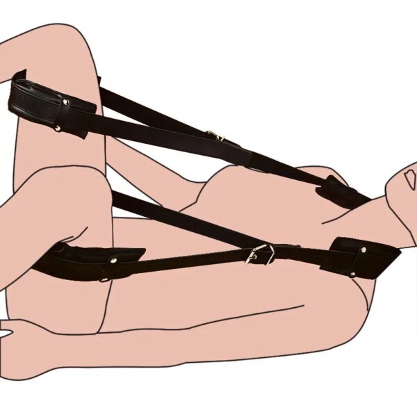 Bsie m Bondage 7.0-Menottes et collier de rinçage, jeux sexy pour adultes, jouets sexuels pour femmes et couples, retenue en cuir, jambe ouverte, produit sexuel – Image 2