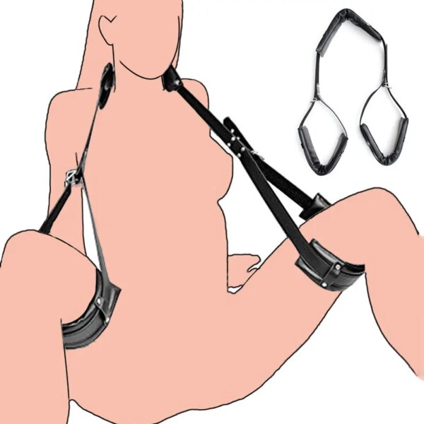 Bsie m Bondage 7.0-Menottes et collier de rinçage, jeux sexy pour adultes, jouets sexuels pour femmes et couples, retenue en cuir, jambe ouverte, produit sexuel