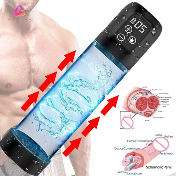 Pompe à eau électrique pour pénis, Rechargeable, automatique, pour homme, agrandissement, érection, extension, succion du pénis, dispositif de pression Sextoy Homme Pompe a Pennis Vas Et Vient Pompe a Penis Pompe Penis