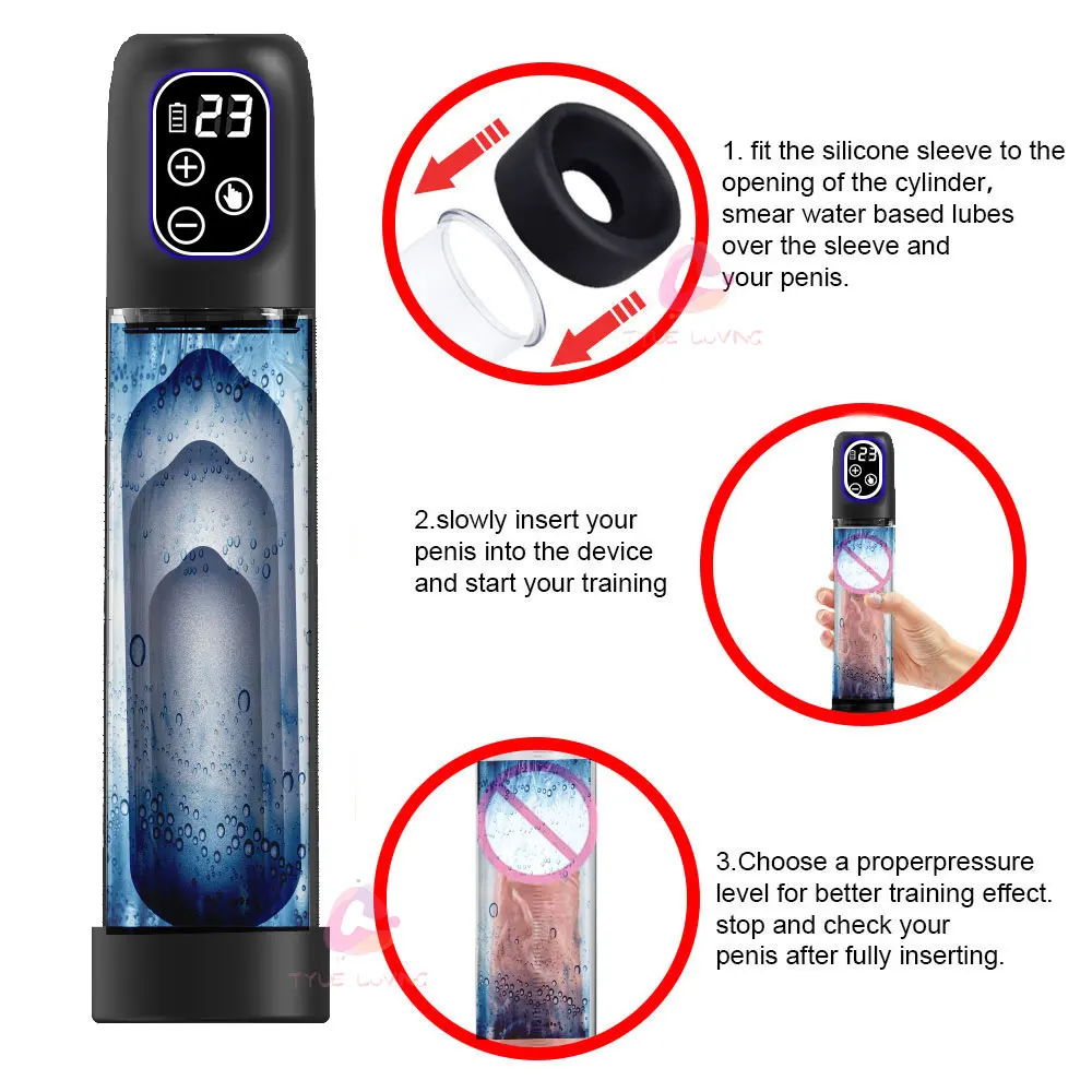 Pompe à eau électrique pour pénis, Rechargeable, automatique, pour homme, agrandissement, érection, extension, succion du pénis, dispositif de pression Sextoy Homme Pompe a Pennis Vas Et Vient Pompe a Penis Pompe Penis