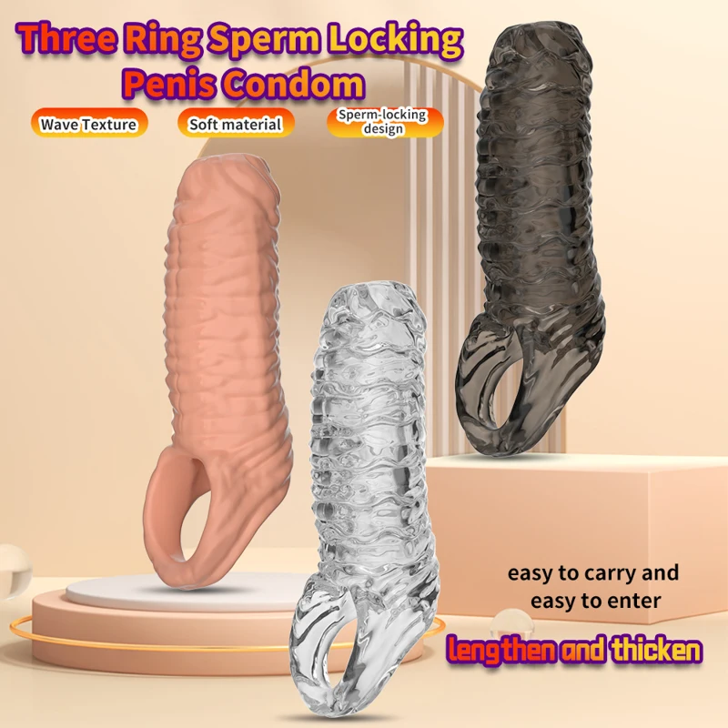 Manchon de pénis réutilisable pour homme, anneaux péniens, éjaculation retardée, UNIS issement du clitoris, agrandissement de la buse, jouets sexy, le plus récent