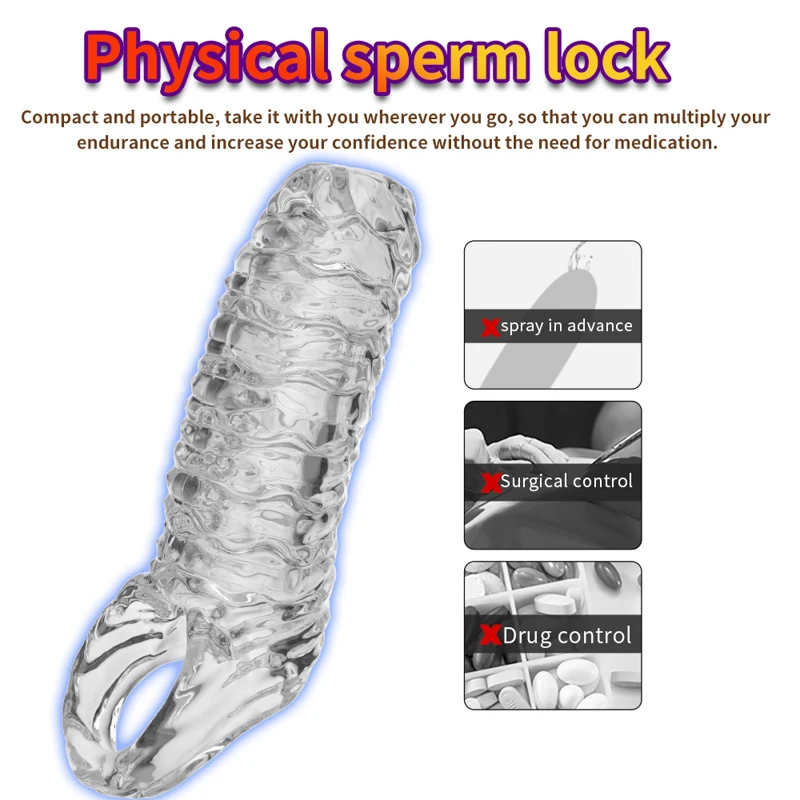 Manchon de pénis réutilisable pour homme, anneaux péniens, éjaculation retardée, UNIS issement du clitoris, agrandissement de la buse, jouets sexy, le plus récent