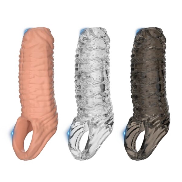 Manchon de pénis réutilisable pour homme, anneaux péniens, éjaculation retardée, UNIS issement du clitoris, agrandissement de la buse, jouets sexy, le plus récent – Image 3