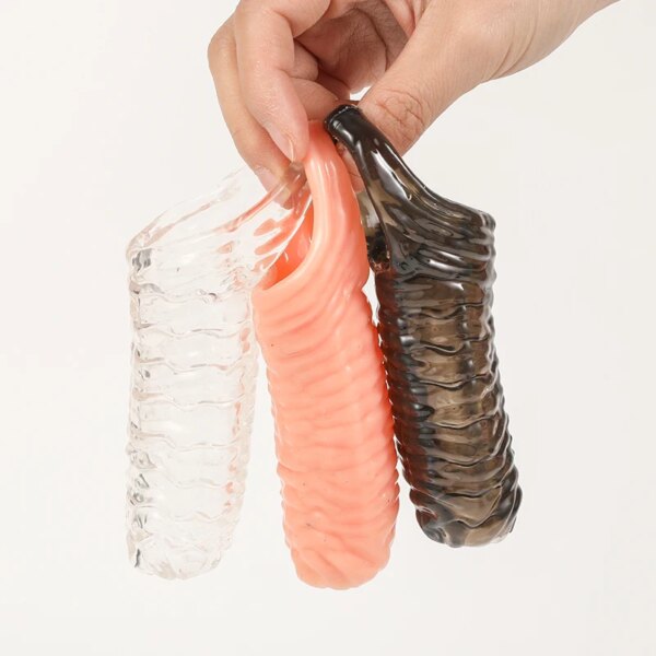 Manchon de pénis réutilisable pour homme, anneaux péniens, éjaculation retardée, UNIS issement du clitoris, agrandissement de la buse, jouets sexy, le plus récent – Image 5
