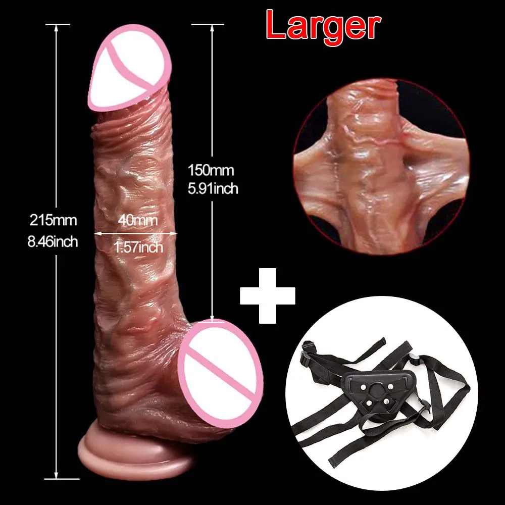 Sangle sur godes réalistes pour femmes lesbiennes peau réaliste coulissant prépuce testicules gode pour Anal grosse bite jouets sexuels pénis