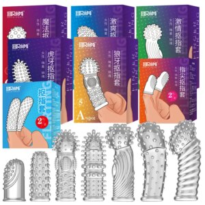 Adultes jouets sexuels préservatifs de Stimulation du point G pour hommes 18 + Les doigts préservatifs réutilisables longue retard d'éjaculation manchon de pénis Sex Shop