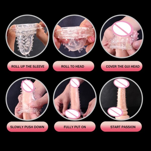 Préservatifs d'extension produits sexuels pour adultes Sensation femme point G préservatifs de Stimulation vaginale Sophora Viciifolia Spike manchon de pénis – Image 6