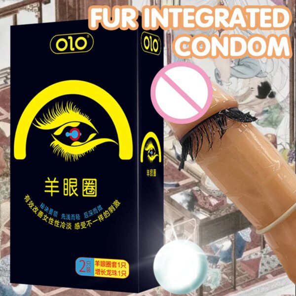 Camisinha-Manchons de pénis pour hommes, fourrure intégrée, haute sensibilité, retard d'éjaculation du point G, produit sexuel, consoles, 2 pièces