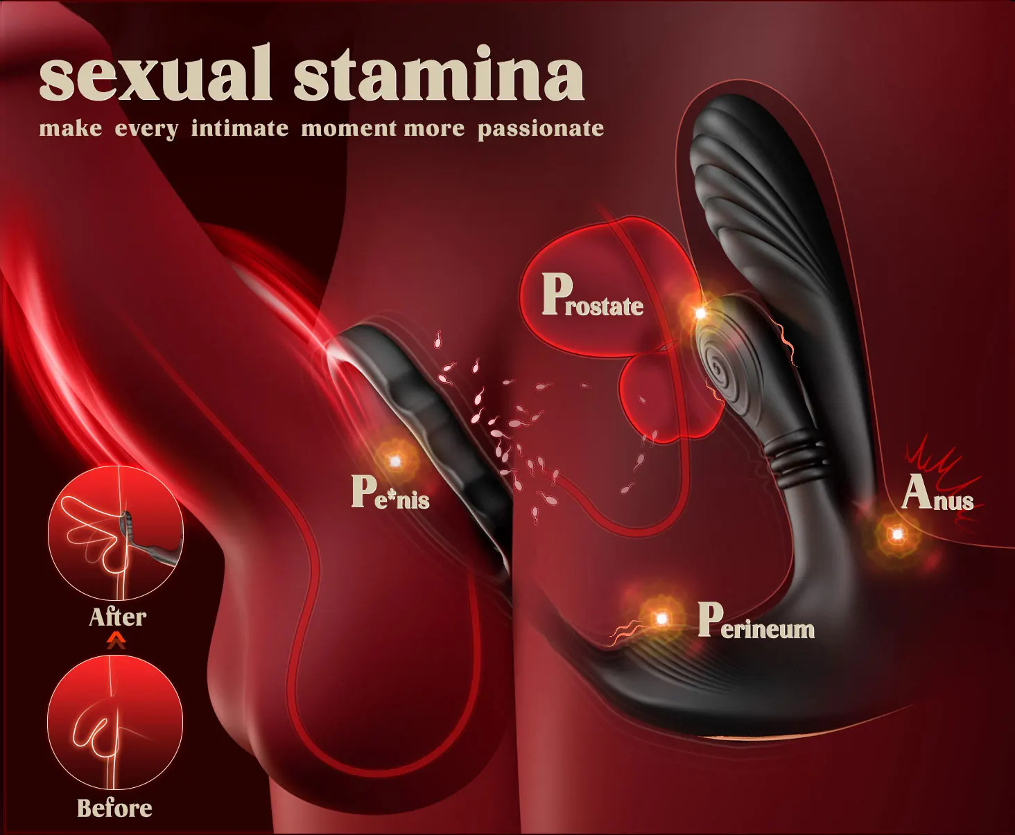 Vibromasseur anal à pétrissage circulaire 3 en 1 pour homme, masseur de prostate masculin, anneau pénien, plug anal, jouets sexuels pour adultes en forme de L, 360 °, 18