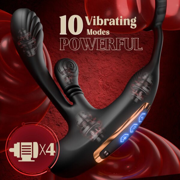 Vibromasseur anal à pétrissage circulaire 3 en 1 pour homme, masseur de prostate masculin, anneau pénien, plug anal, jouets sexuels pour adultes en forme de L, 360 °, 18 – Image 3