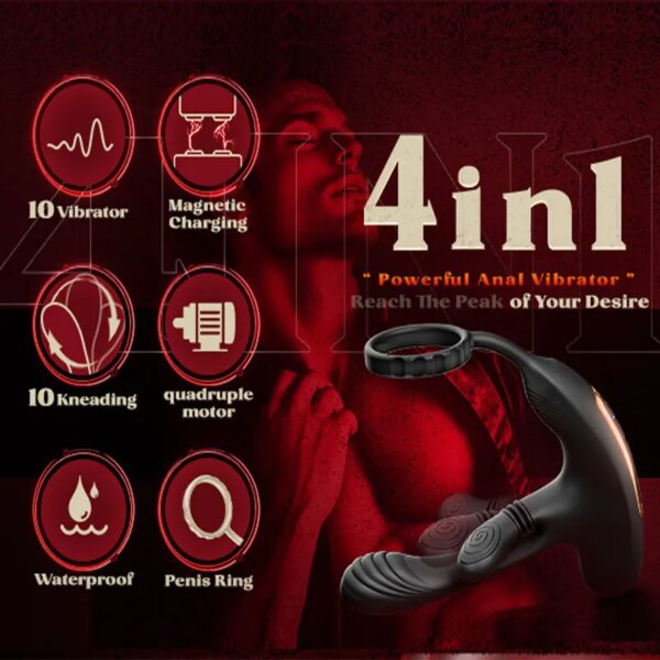 Vibromasseur anal à pétrissage circulaire 3 en 1 pour homme, masseur de prostate masculin, anneau pénien, plug anal, jouets sexuels pour adultes en forme de L, 360 °, 18 – Image 6