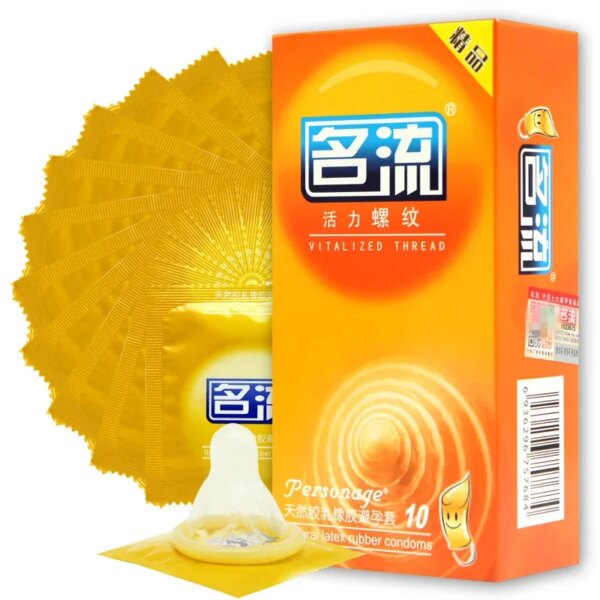 PERSONAGE 60 pièces préservatifs pour hommes 6 sortes fil de particules Ultra mince préservatif à pointes en Latex naturel produit sexuel adulte petit préservatif – Image 5