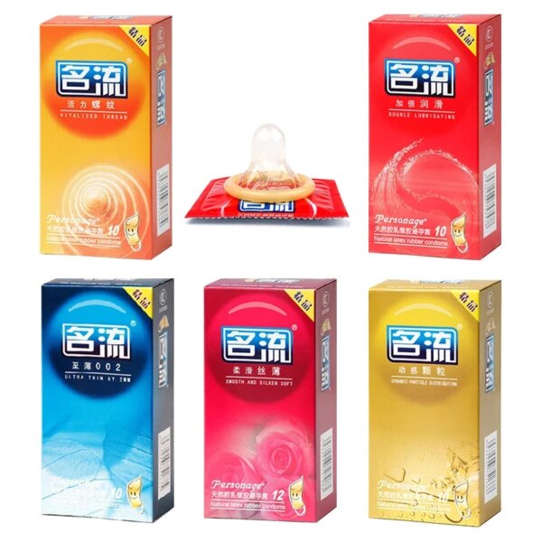 PERSONAGE 60 pièces préservatifs pour hommes 6 sortes fil de particules Ultra mince préservatif à pointes en Latex naturel produit sexuel adulte petit préservatif – Image 2
