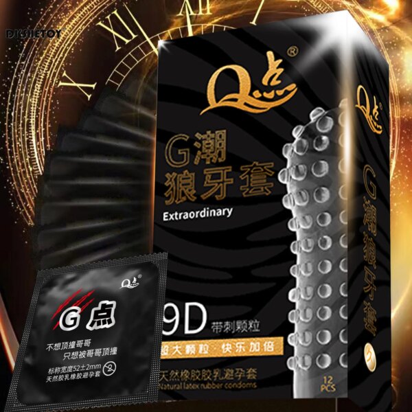 Préservatifs à grandes pointes Super pointillés, jouets sexuels pour hommes, Stimulation vaginale du Point G, manchon pour pénis, fournitures Extra sensibles pour adultes, 12 pièces – Image 3