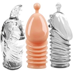 Préservatif point G réutilisable 3D en cristal pour homme, bâton de dents de loup avec épines, manches de pénis, jouets sexuels à pointes pour Couple, Sex Shop pour adultes